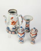 CHINESE MID QING DYNASTY PORCELAIN EXPORT WARE CHOCOLATE POT, the curved spout at right angle to the