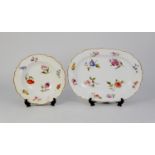 19th CENTURY DERBY, KING ST, DERBY, CHINA SOUP PLATE, painted in polychrome with scattered