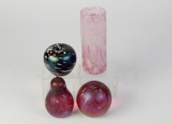 FOUR PIECES OF MIDSUMMER GLASS, comprising: THREE PAPERWEIGHTS, two of fruit form and two