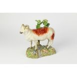 WELL MODELLED NINETEENTH CENTURY STAFFORDSHIRE POTTERY MODEL OF A RAM