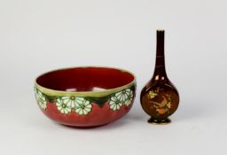 MINTON SECESSIONIST TUBE LINED POTTERY BOWL, of steep sided, footed form, the exterior decorated