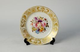 EARLY 19th CENTURY DERBY CHINA PLATE, the centre well-painted with a large bouquet of various summer