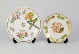 H & R DANIEL PORCELAIN DESSERT PLATE, the centre painted with a large floral spray, the border