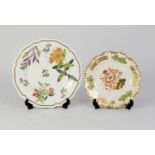 H & R DANIEL PORCELAIN DESSERT PLATE, the centre painted with a large floral spray, the border
