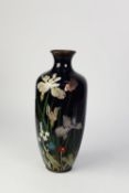 JAPANESE LATE MEIJI PERIOD CLOISONNE ENAMEL SLENDER OVIFORM VASE, decorated with ascending water