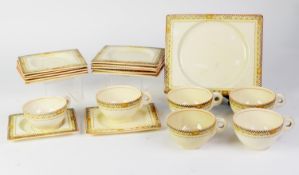 NINETEEN PIECE ROYAL BIARRITZ ROYAL STAFFORDSHIRE ART DECO POTTERY TEA SET FOR SIX PERSONS, with