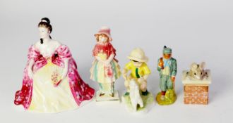 MODERN BESWICK ?TOM THUMB? CHINA FIGURE, together with FOUR OTHER FIGURES, comprising: ROYAL