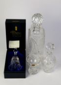FOUR PIECES OF WHITEFRIARS GLASS, comprising: SQUARE DECANTER AND STOPPER, ANOTHER, GARLAND CUT,