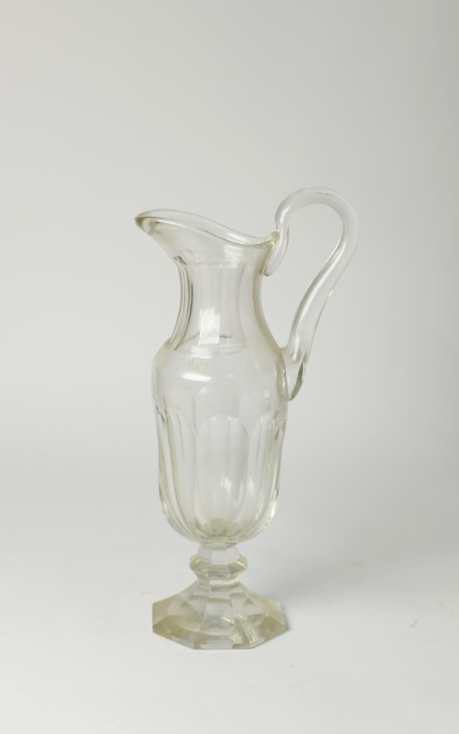 SAINT-LOUIS, FRENCH CUT GLASS PEDESTAL EWER of slender form with octagonal foot, 13? (33cm) high,