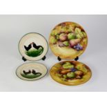 TWO WEMYSS WARE DESSERT PLATES, each painted with two cockerels, 8 1/4in (21cm), (c/r both with