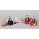 SIX ROYAL DOULTON CHINA FIGURES, comprising: LYDIA, HN1908 (x2), ROSE, HN1368, MARY HAD A LITTLE