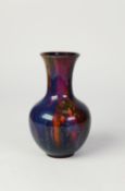 ROYAL DOULTON ?SUNG? FLAMBE GLAZED POTTERY VASE, of footed baluster form with tall, slightly waisted