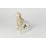 WELL MODELLED NINETEENTH CENTURY STAFFORDSHIRE PEARLWARE POTTERY MODEL OF A POODLE