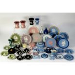 COLLECTION OF APPROX 50 PIECES OF POST WAR WEDGWOOD JASPERWARE,  with a number of unusual colour-