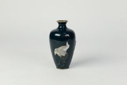 SMALL JAPANESE MEIJI PERIOD CLOISSONE VASE, shouldered oviform with narrow waisted neck, worked in