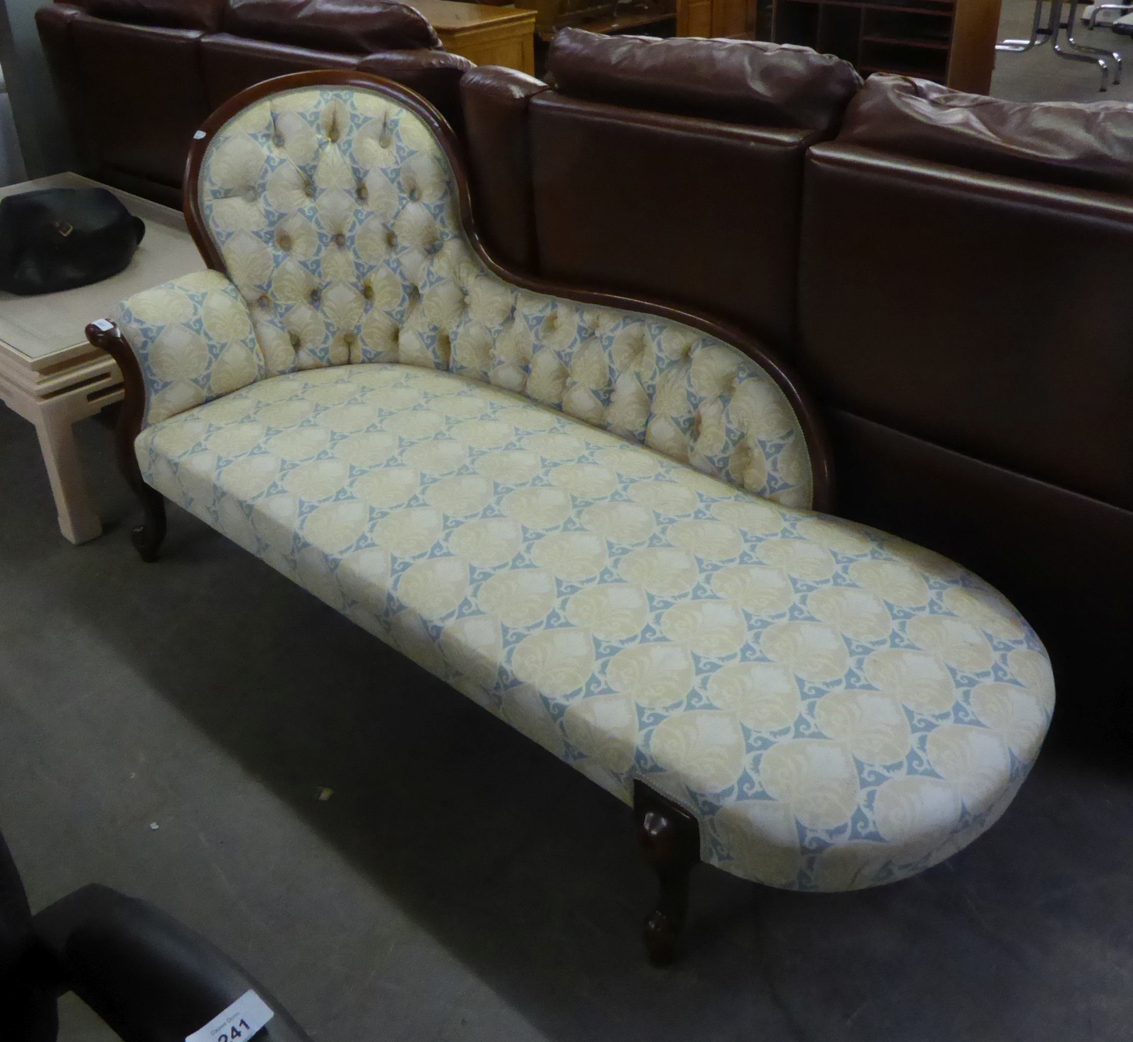 VICTORIAN STYLE CHAISE LONGUE, WITH SINGLE SCROLLED END