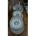 PORTMEIRION POTTERY ?BOTANIC GARDEN? PATTERN PART DINNER SERVICE, VIZ 19 PLATES, 18 BOWLS, 2 SALT