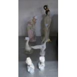 ROYAL DOULTON TALL CHINA FIGURE OF A WOMAN AND DOG, 'DEVOTION' HN 3228, TALL ORIENTAL CHINA FIGURE