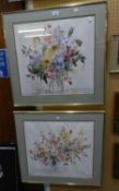 CELIA RHOSSEL PAIR OF COLOUR PRINTS Still life ? flowers in a vase 19? x 20?