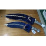 INDIAN KUKRI, IN FANCY SHEATH AND ANOTHER SMALLER (2)