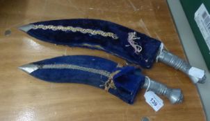 INDIAN KUKRI, IN FANCY SHEATH AND ANOTHER SMALLER (2)
