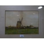 FRED ROUND (EARLY TWENTIETH CENTURY) WATERCOLOUR DRAWING ?Birkdale Old Mill?, Southport Signed and