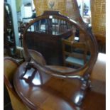 GEORGIAN STYLE CHEVAL TOILET MIRROR WITH OVAL SWING PLATE AND A GEORGIAN STYLE MAHOGANY SINGLE CHAIR