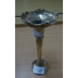 A SILVER TRUMPET FLOWER VASE, WITH WAVY EDGE CUP SHAPED TOP, 7? HIGH, CHESTER 1916