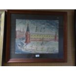 UNATTRIBUTED (TWENTIETH CENTURY) WATERCOLOUR DRAWING Eastern European village scene with figure