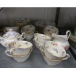 TUSCAN CHINA FLORAL PATTERN TEA SET COMPLETE FOR 12 PERSONS TO INCLUDE; SIDE PLATES, SUGAR BOWL