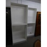 THREE IKEA BILLY OPEN BOOKCASES, ALL IN WHITE, 200cm high x 80cm wide