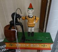 COLD PAINTING 'TRICK DOG' SPRING OPERATED CAST IRON MONEY BOX