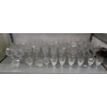 SET OF SIX CUT HOCK GLASSES WITH BALUSTER STEMS, THREE OTHER SETS EACH OF SIX CUT STEM WINES,