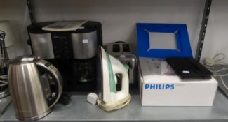 A KRUPS CAFEPRESCO COFFEE MACHINE, A PHILIPS DIGITAL PHOTOGRAPH FRAME, A KETTLE, TOASTER, AN