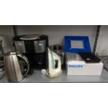 A KRUPS CAFEPRESCO COFFEE MACHINE, A PHILIPS DIGITAL PHOTOGRAPH FRAME, A KETTLE, TOASTER, AN