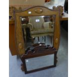 A GOOD QUALITY OAK FRAMED WALL MIRROR AND A SMALL MIRROR (ORIGINALLY FROM A WASHSTAND) (2)