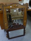 A GOOD QUALITY OAK FRAMED WALL MIRROR AND A SMALL MIRROR (ORIGINALLY FROM A WASHSTAND) (2)