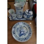 SIX ITEMS OF MODERN DUTCH DELFT BLUE AND WHITE WARES