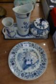 SIX ITEMS OF MODERN DUTCH DELFT BLUE AND WHITE WARES