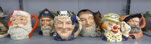 SIX ROYAL DOULTON (BURSLEM) CHARACTER JUGS NAMELY 'BACCHUS', 'FALSTAFF', 'MERLIN', 'DON QUIXOTE', '