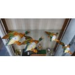 SET OF FOUR BESWICK FLYING DUCKS POTTERY WALL PLAQUES, (596-1 to 4), (4)