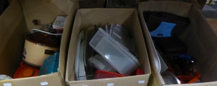 STAINLESS STEEL TABLE CUTLERY, PANS AND KITCHEN UTENSILS (4 BOXES)