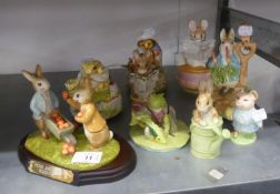 NINE BESWICK, ROYAL ALBERT AND OTHER MODERN BEATRIX POTTER CHARACTER FIGURES, FOUR WITH MUSICAL