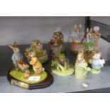 NINE BESWICK, ROYAL ALBERT AND OTHER MODERN BEATRIX POTTER CHARACTER FIGURES, FOUR WITH MUSICAL