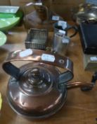 VICTORIAN PEWTER HALF-PINT TANKARD; TWO STAINLESS STEEL HIP FLASKS; AN ELECTROPLATE BASKET WOVEN