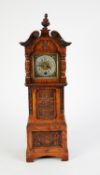 EARLY 20TH CENTURY OAK MINIATURE LONGCASE CLOCK WITH GERMAN (LENZKIRCH) MOVEMENT, WITH PENDULUM