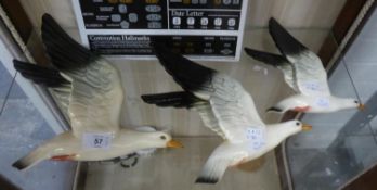 PART SET OF THREE BESWICK FLYING SEAGULLS POTTERY WALL PLAQUES, (922-1,2 & 3), (3)