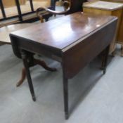 NINETEENTH CENTURY MAHOGANY PEMBROKE TABLE, ON FOUR TURNED LEGS