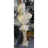 MODERN RESIN COMPOSITION PEDESTAL SUPPORTING A BUST OF APOLLO, 50" (127CM) HIGH (OVERALL)