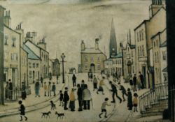 AFTER L.S.LOWRY COLOUR PRINT ?Lancashire Village? 14? x 20? (35.6cm x 50.8cm)